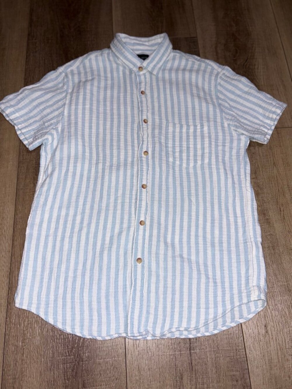 J.CREW Short Sleeve Gauze Shirt Men's Medium Blue Stripe